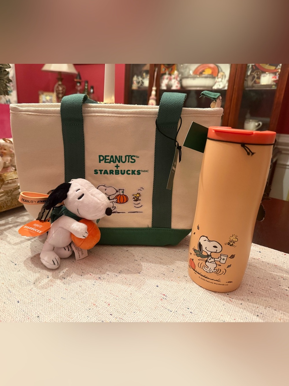 Starbucks Peanuts Snoopy Fall PSL 2026 Collection Tote Tumbler Plush Bundle